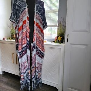 Boho Striped Shawl Duster